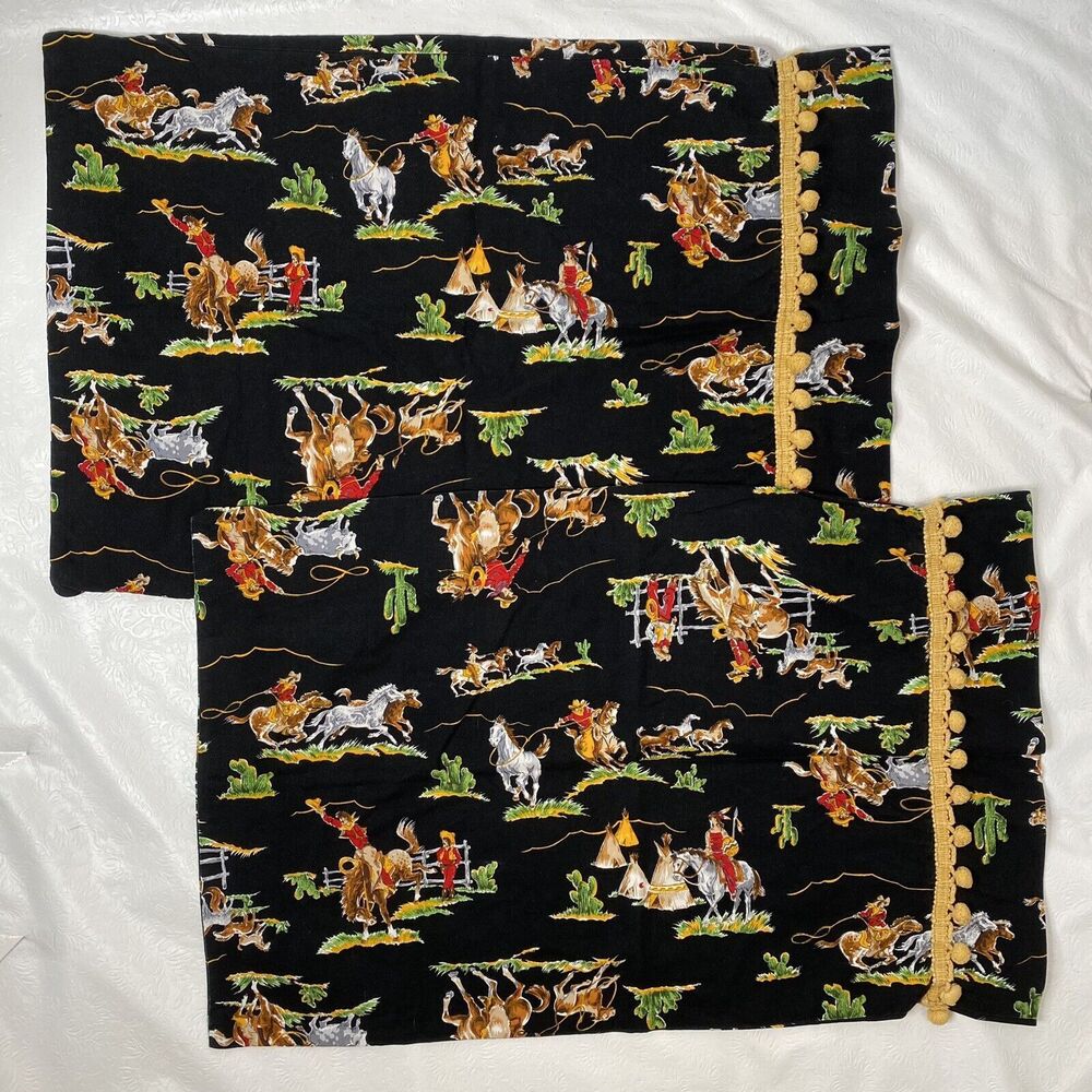2 Handmade Standard Pillowcases Cowboys Western